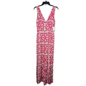 Intempo‎ Womens Pink Sleeveless Jumpsuit Medium Resort Art Summer Glam Beach NWT